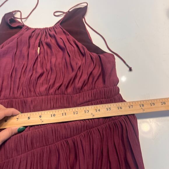 Anthropologie Moulinette Soeurs Burgundy Halter Smocked Midi Dress Size 12 - Picture 10 of 10